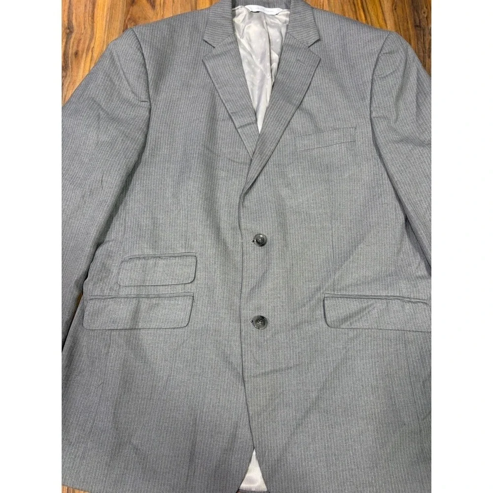 Perry Ellis Portfolio Gray Pinstripe Blazer Slim Fit Officecore Quiet Luxury
